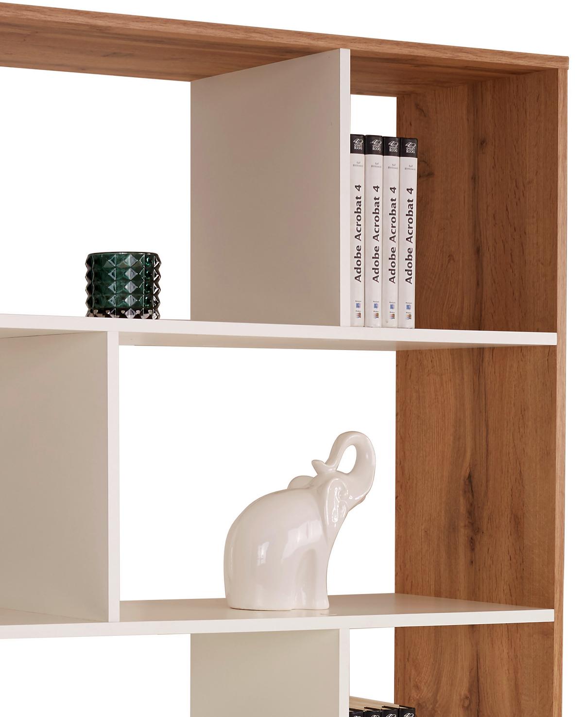 Mobilier despărțitor Roberto - alb/culoare lemn stejar, Modern, material pe bază de lemn (110/185/32cm) - Modern Living
