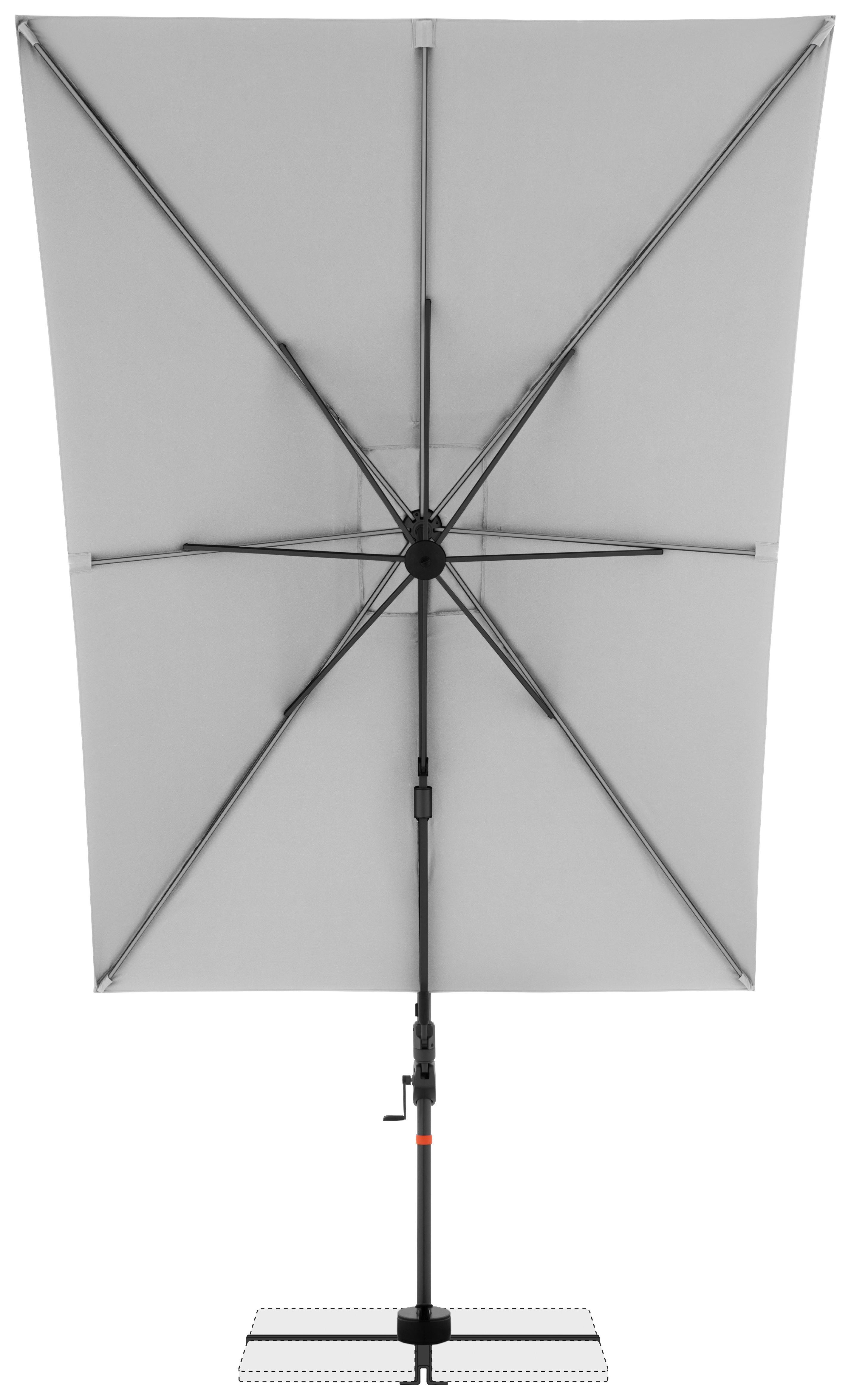 Ampelschirm Myzone Led Hellgrau ca. 300x220cm - Anthrazit/Hellgrau, Basics, Textil/Metall (300/220cm) - Doppler