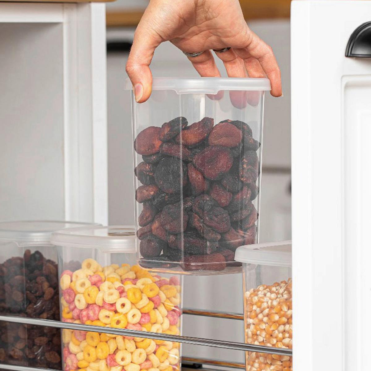 ZESTAW POJEMNIKÓW KUCHENNYCH 3808006702 - biały/przezroczysty, Basics, tworzywo sztuczne (10/10/9,5cm) - P & B