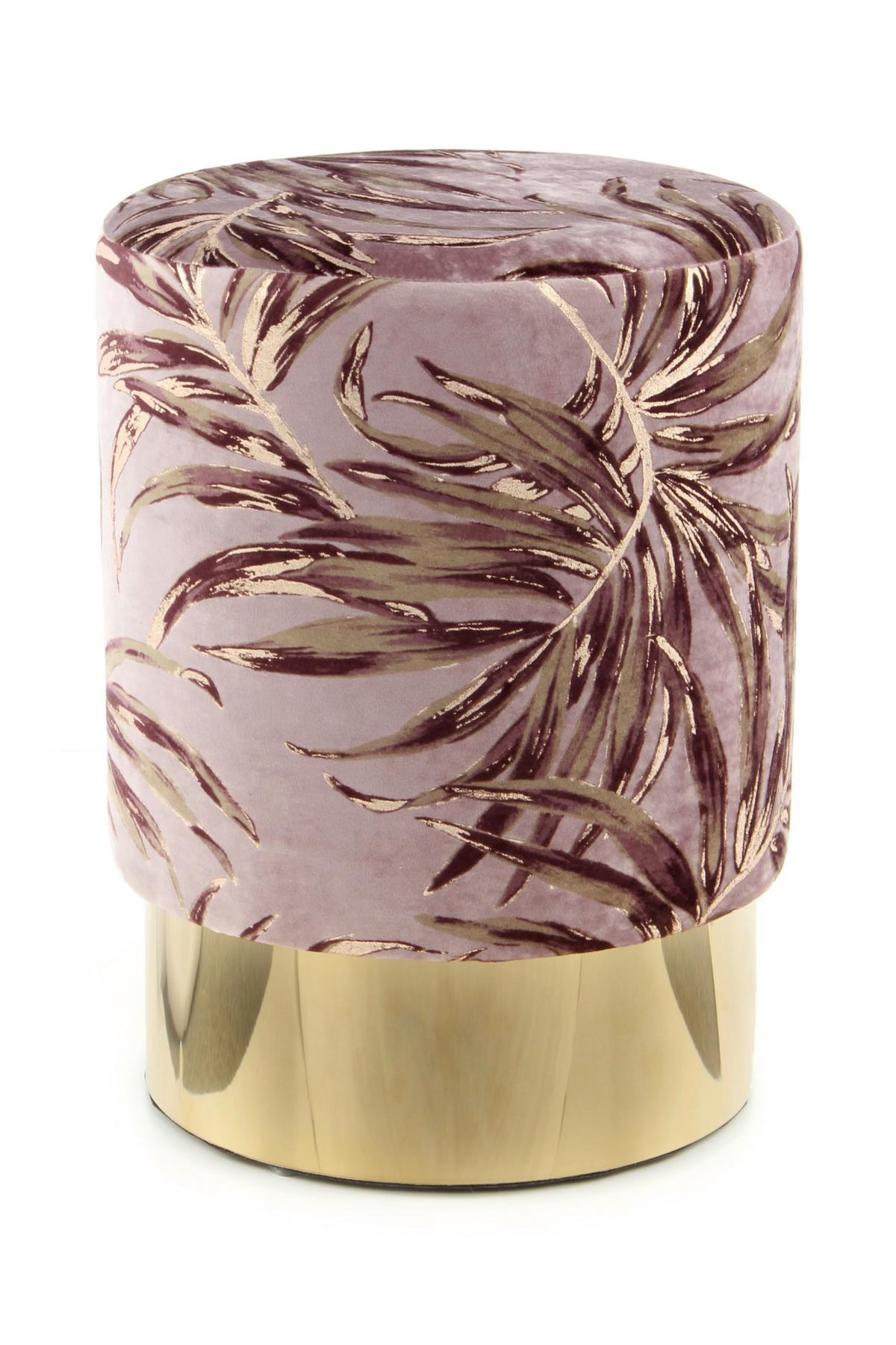 HOCKER GIPSY 225 - Violett/Goldfarben, Design, Textil/Metall (35/46/35cm) - Kayoom