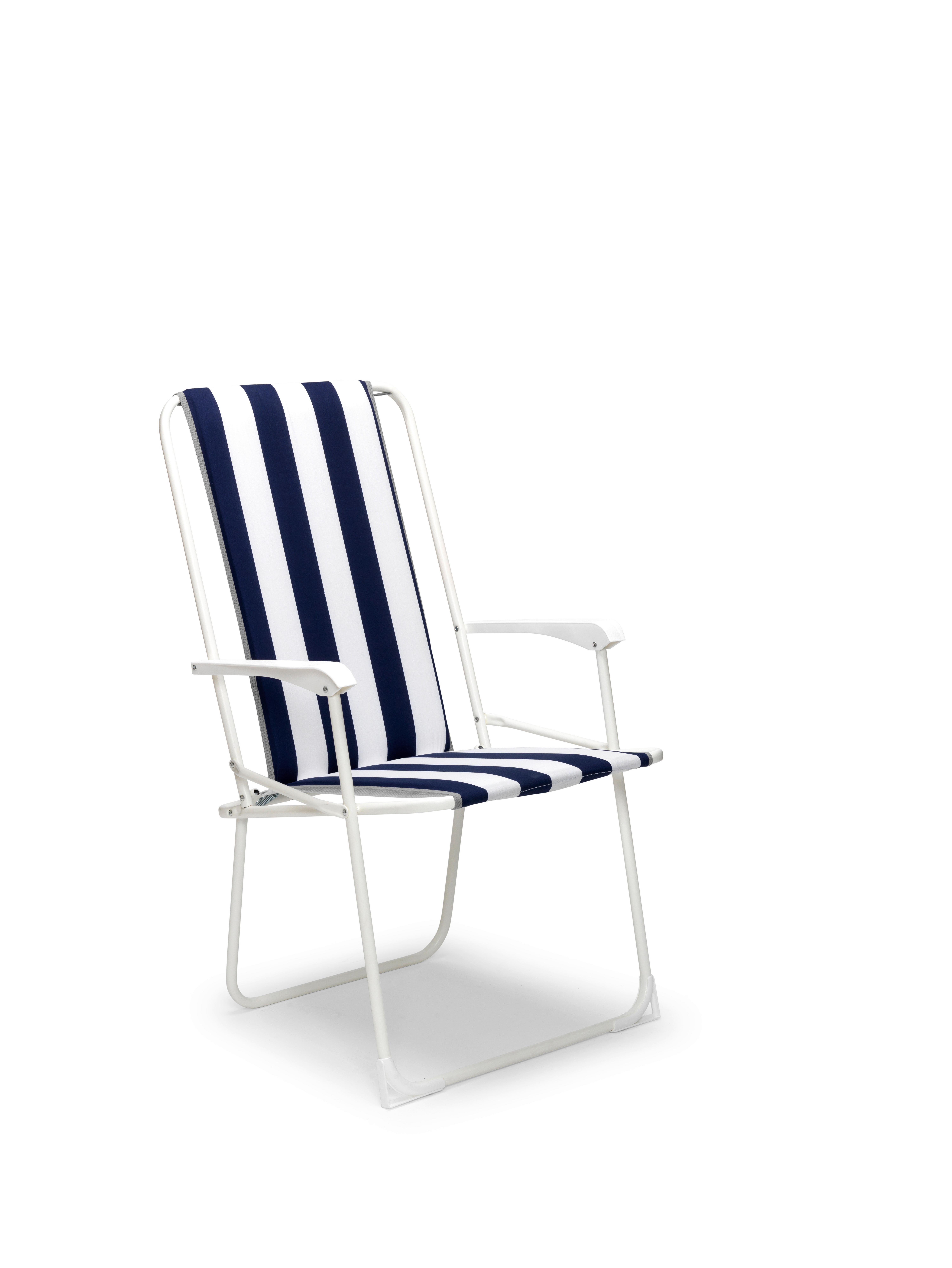 Klappstuhl CHIMSEE in Blau, Weiß, faltbar - Blau/Weiß, Basics, Textil/Metall (56/93/53cm) - Gardenson