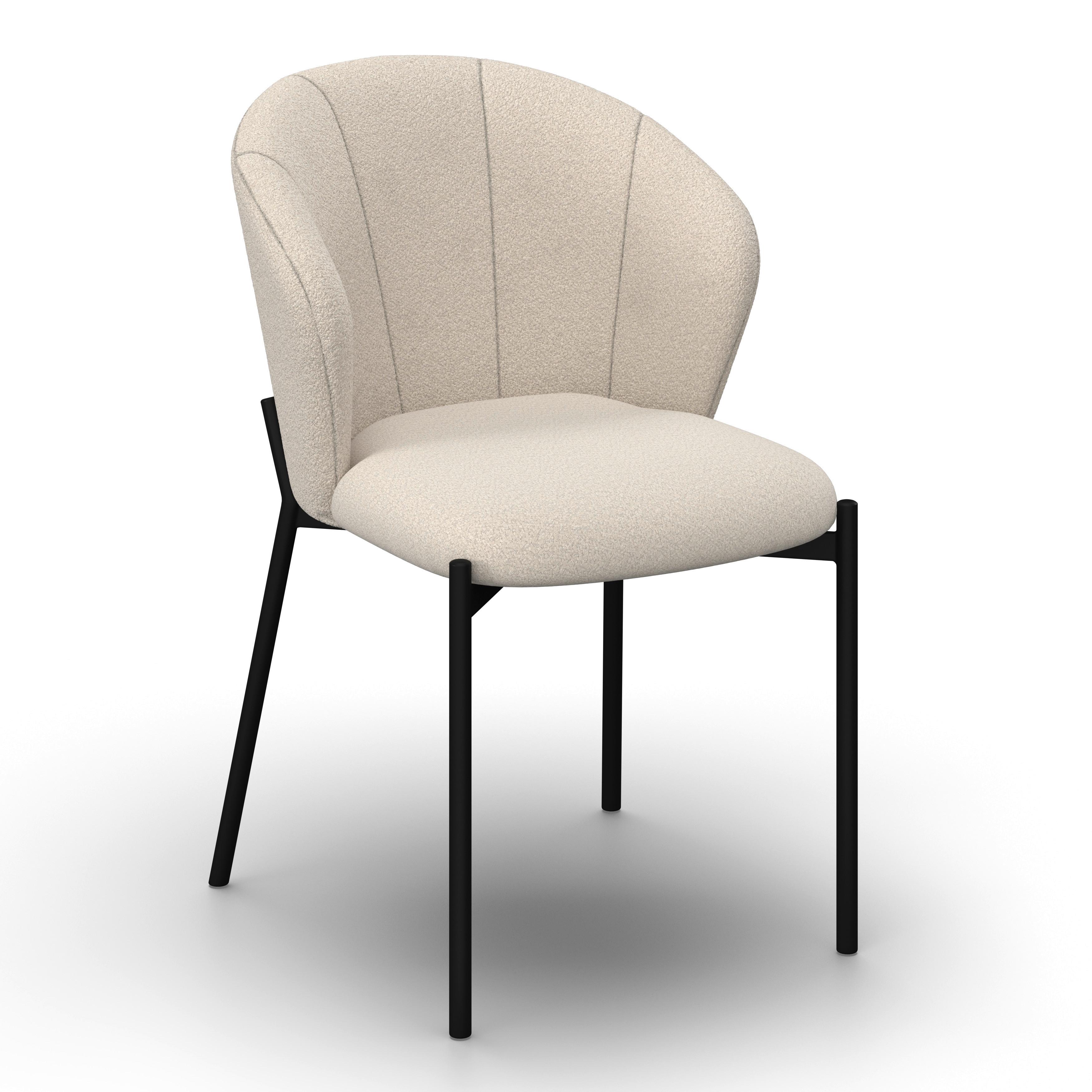 Stuhl Zoey Beige Chenille Gepolstert - Beige/Schwarz, MODERN, Holz/Textil (48/79/61cm) - Bessagi Home