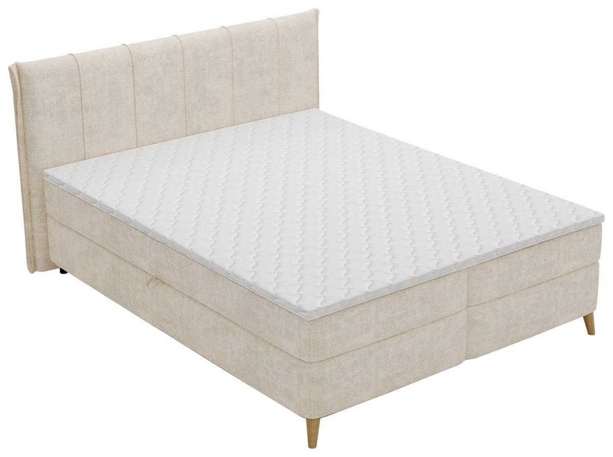 Boxbett Veloria Beige ca. 160x200cm - Beige/Schwarz, KONVENTIONELL, Textil/Metall (160/200cm) - Based