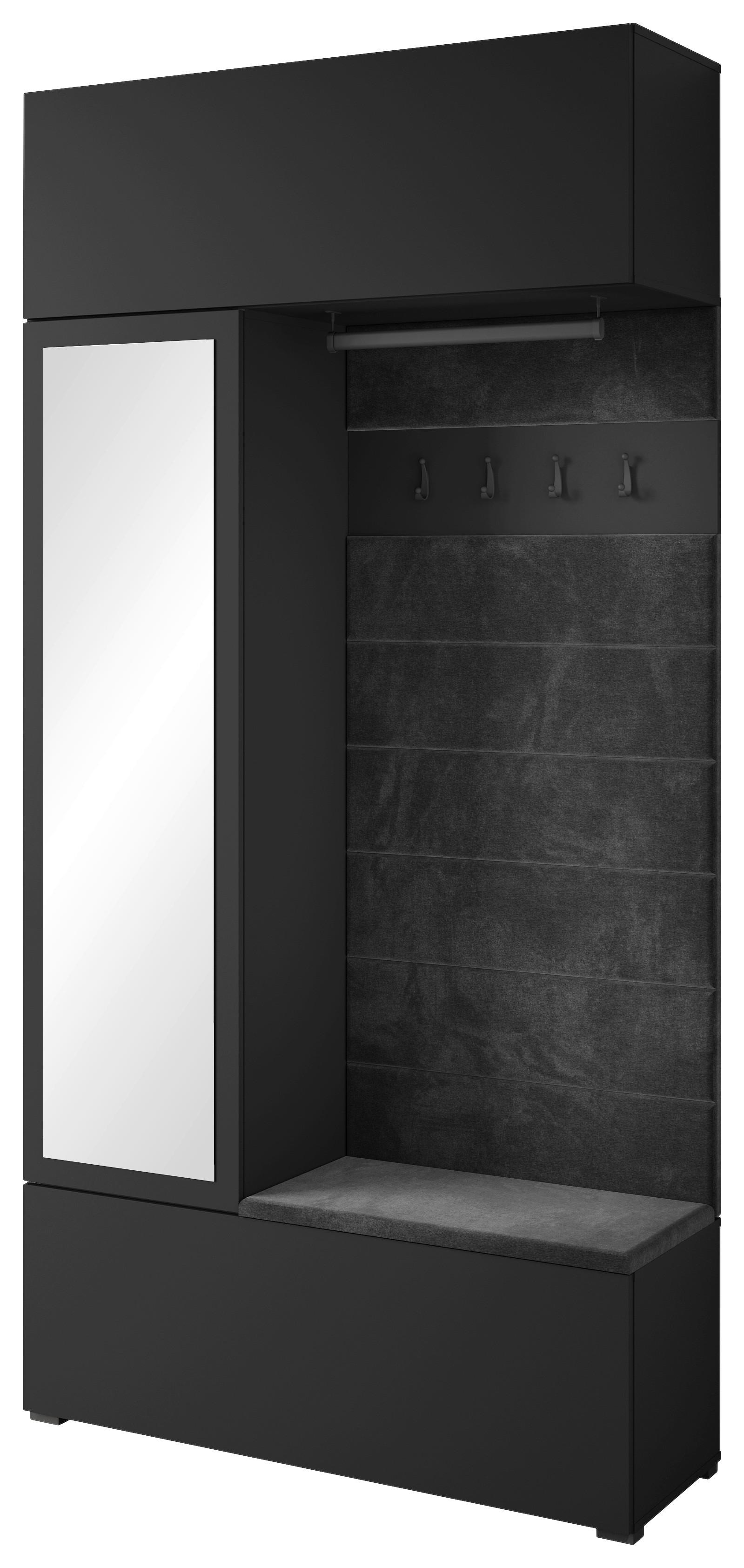 Garderobe Tejo ca. 115x232 cm Schwarz - Schwarz, Trend, Holzwerkstoff (115/231,9/37,5cm) - Livetastic