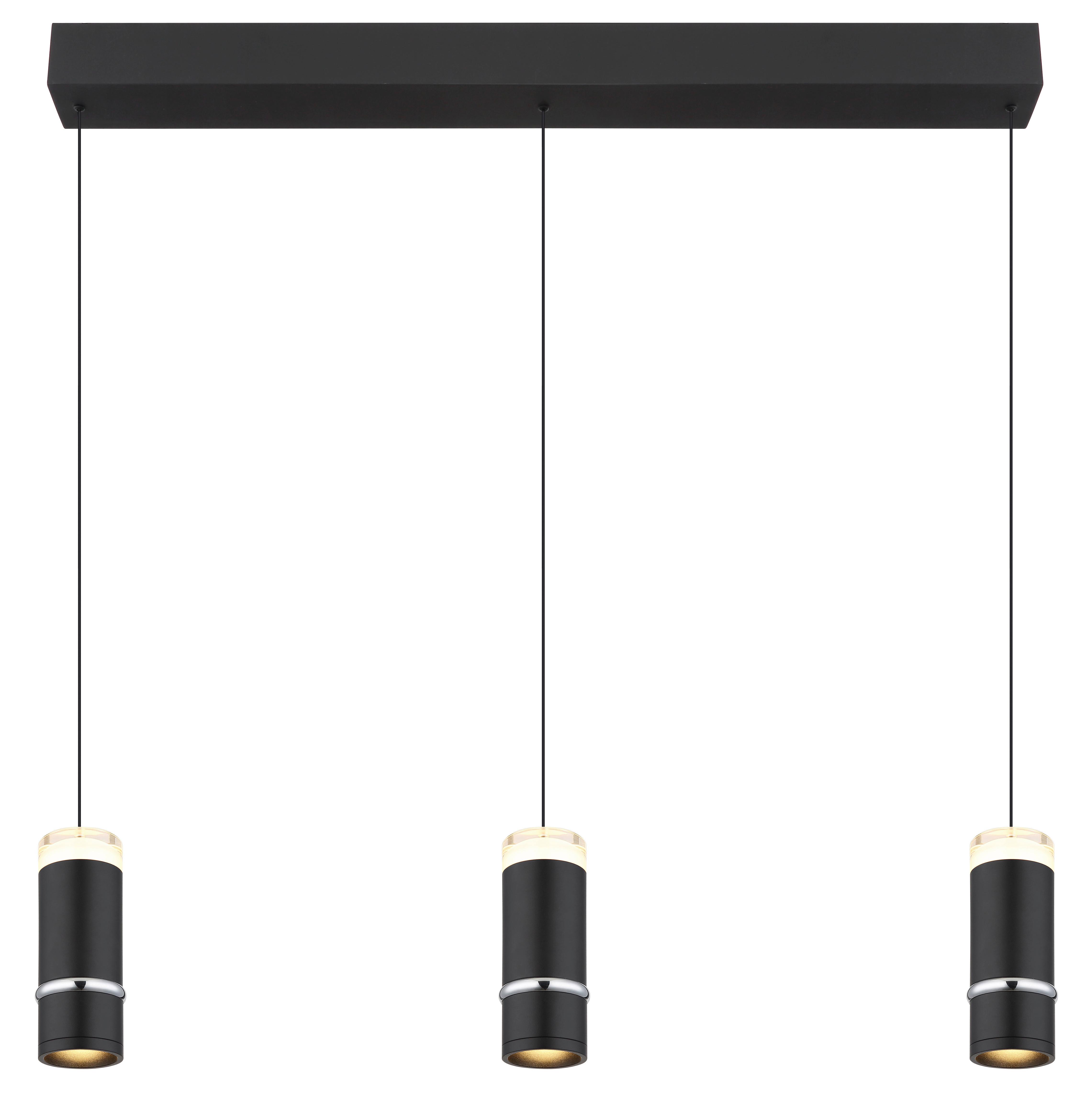 LED-HÄNGELEUCHTE 15699-3 ALVARADO - Schwarz, Design, Kunststoff/Metall (73/6,5/180cm) - Globo