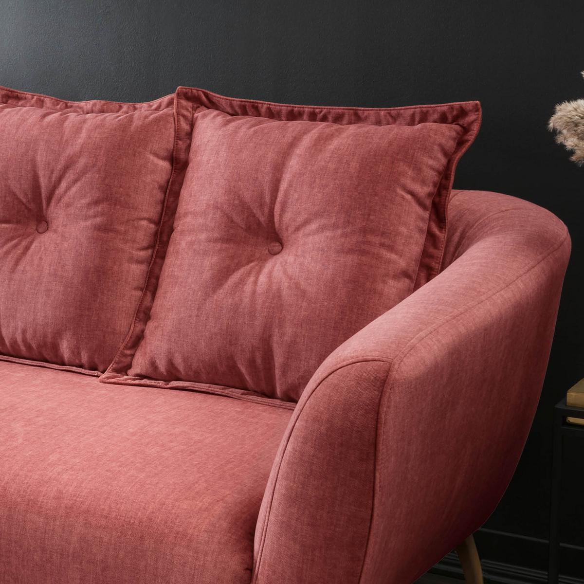 3-Sitzer-Sofa Baggio Koralle Velours - Koralle/Buchefarben, MODERN, Holz/Textil (236/94/103cm) - Livetastic