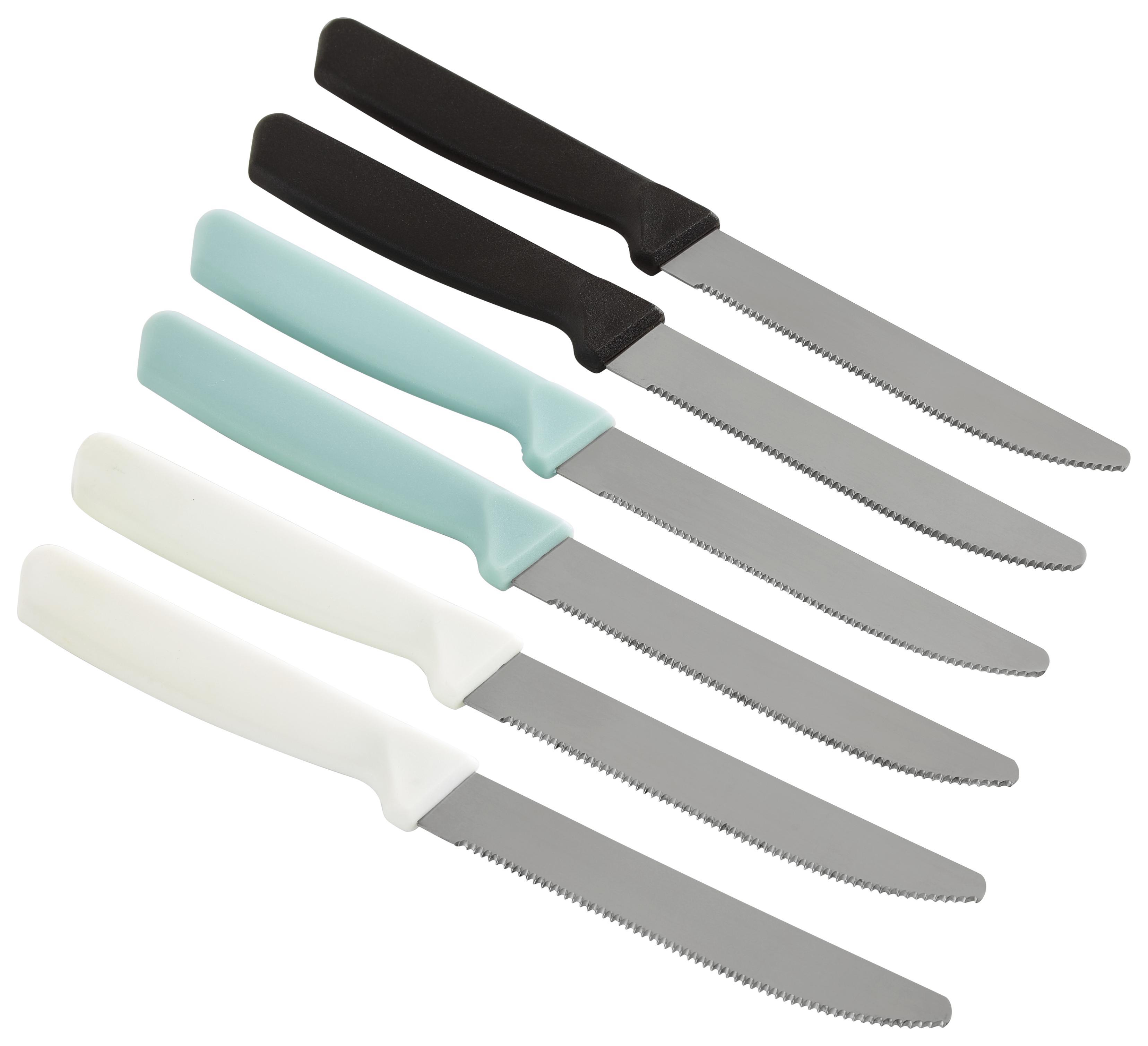 Messerset Antje 6-teilig versch. Farben - Silberfarben/Schwarz, MODERN, Kunststoff/Metall (21,5cm)