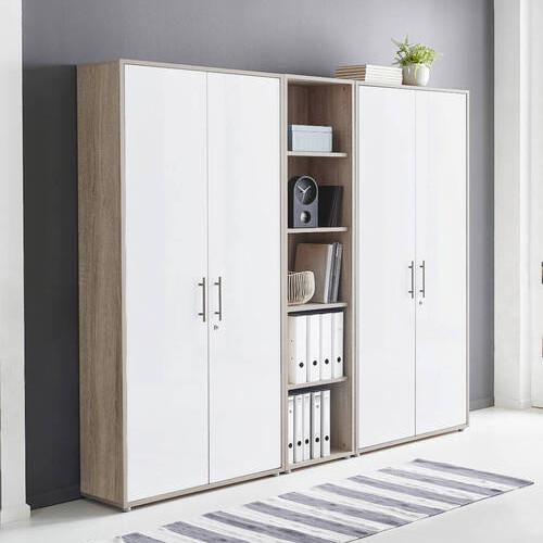 Aktenschrank Office Edition Sw Set 10 Weiß/Sonoma Eiche - Weiß/Sonoma Eiche, MODERN, Holzwerkstoff (213/186/33cm) - MID.YOU