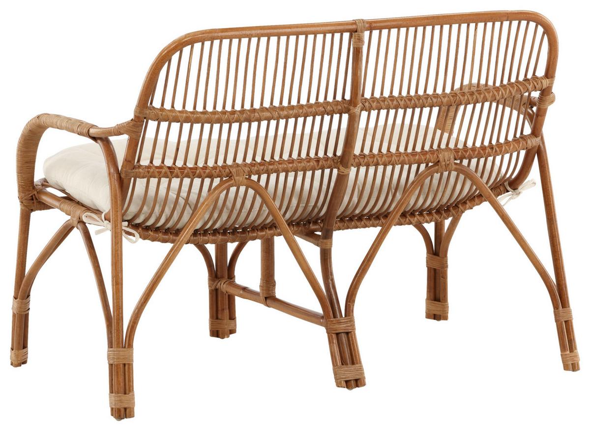 Loungsofa Nella Rattan ca. 130x93x82 cm - Weiß/Naturfarben, KONVENTIONELL, Holz (130/93/82cm) - Gardenson