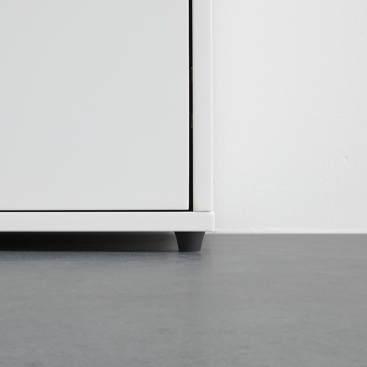 Kommode Mick Weiß MDF - Schwarz/Braun, MODERN, Kunststoff/Textil (120/75/40cm) - Bessagi Home