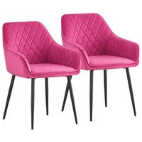 ZESTAW KRZESEŁ Z PODŁOKIETNIK. STU - jaskrawy róż/czarny, Design, metal/tkanina (56/82,5/61,5cm) - Novel