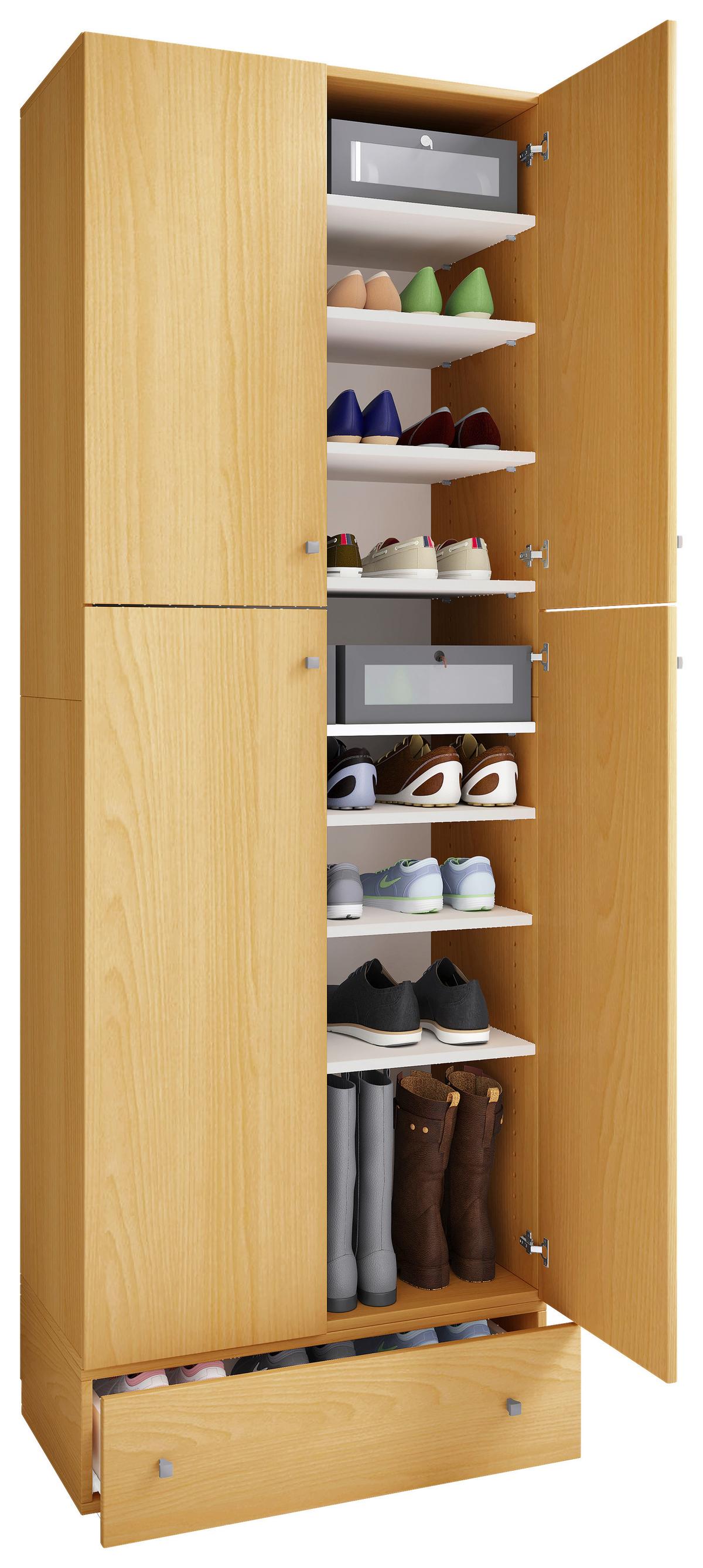 Schuhschrank Lona XXL ca.70x200x39cm Buchefarben - Buchefarben/Schwarz, MODERN, Holzwerkstoff/Kunststoff (70/200/39cm) - MID.YOU