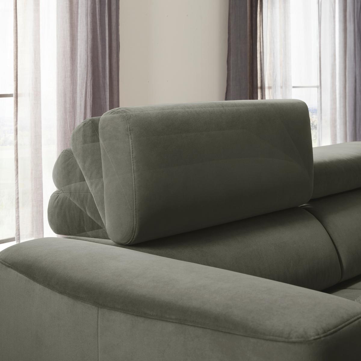 Ecksofa Emma rechts Graugrün - Schwarz/Graugrün, MODERN, Textil (301/210cm) - Premium Living