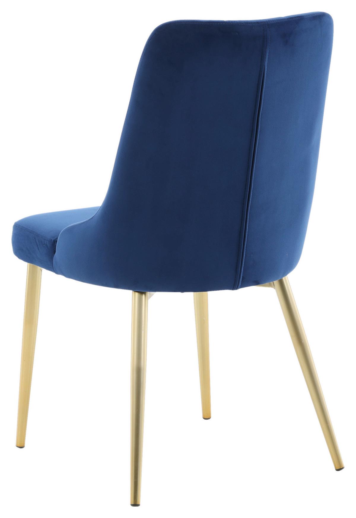 STUHL-SET VELVET DELUXE - Blau/Goldfarben, Design, Kunststoff/Textil (50/88.5/66cm) - Livetastic