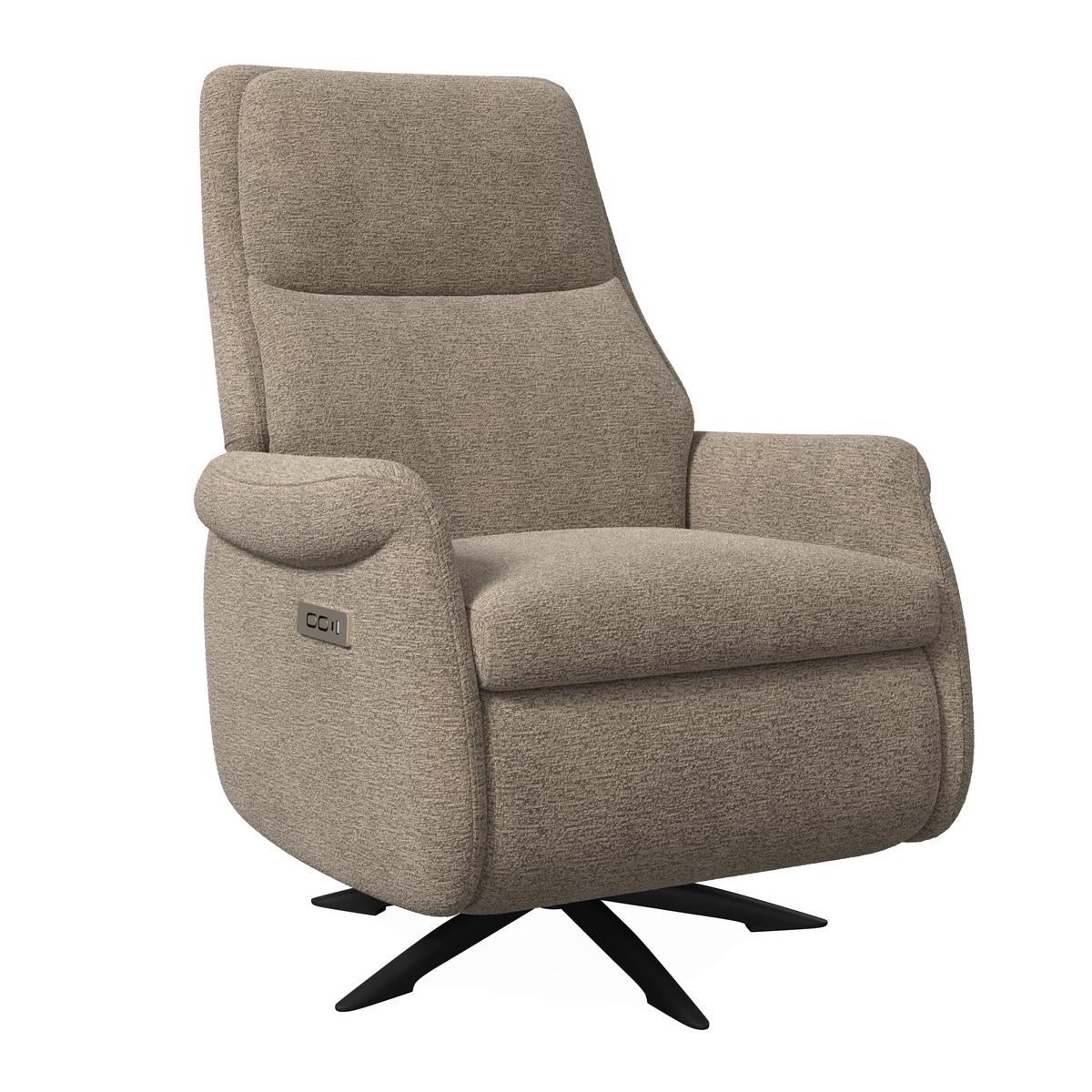 Elektrischer Relaxsessel Alice mir Liege- und Relaxfunktion - Schwarz/Braun, MODERN, Holz/Textil (76/110/90cm) - Bessagi Home