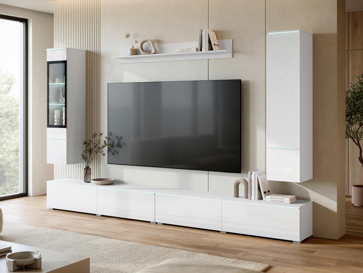 Dnevni Regal Veral Xxl, Bela, 5-Delni - siva/bela, Basics, umetna masa/steklo (300/162/33cm) - P & B