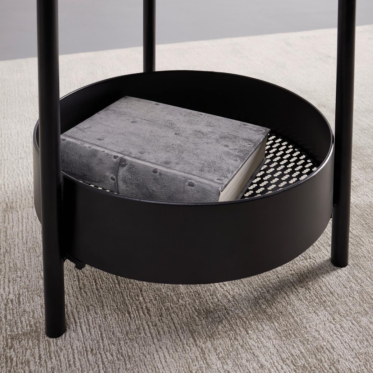 Beistelltisch Ketty Walnussfarben MDF Rund - Walnussfarben/Schwarz, MODERN, Metall (51/51/50cm) - Bessagi Home