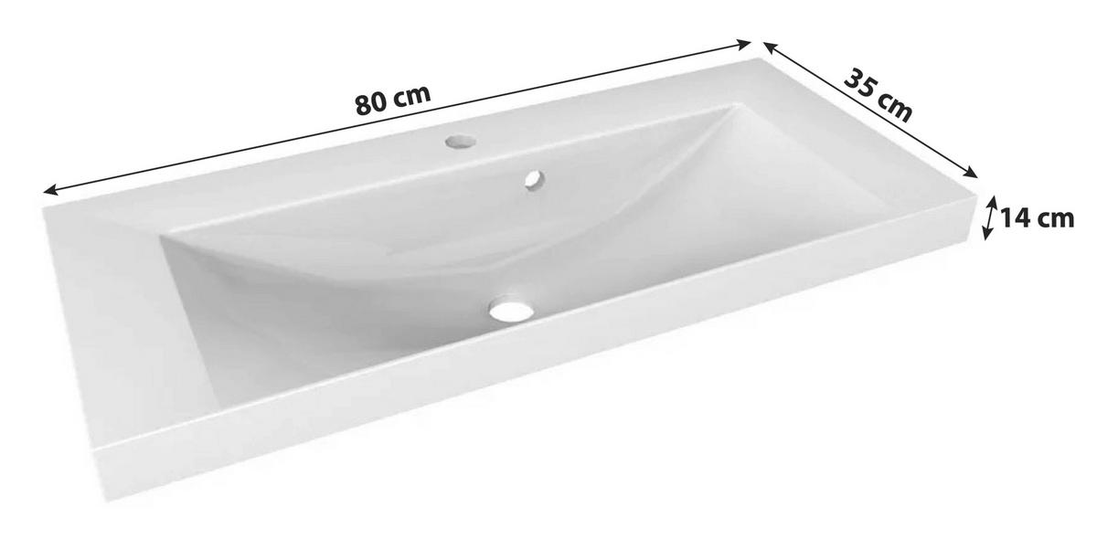 Waschbecken "Lima" , weiß - Weiß, MODERN, Stein (80/14/35cm) - MID.YOU
