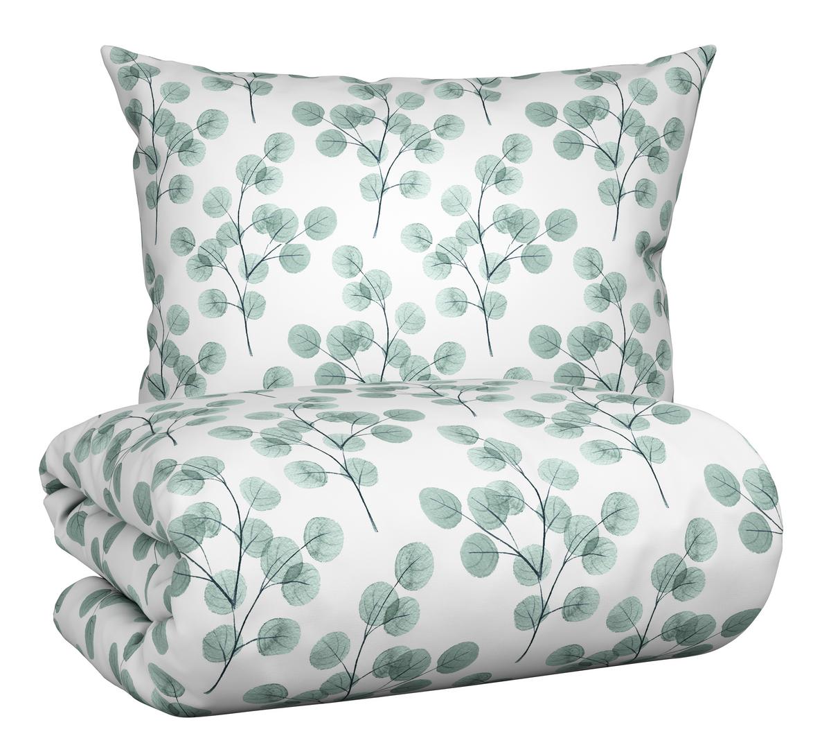 Bettwäsche Bio-Anna Design Weiß/Jadegrün ca. 140x200cm - Jadegrün/Weiß, Natur, Textil (140/200cm) - ecoTree