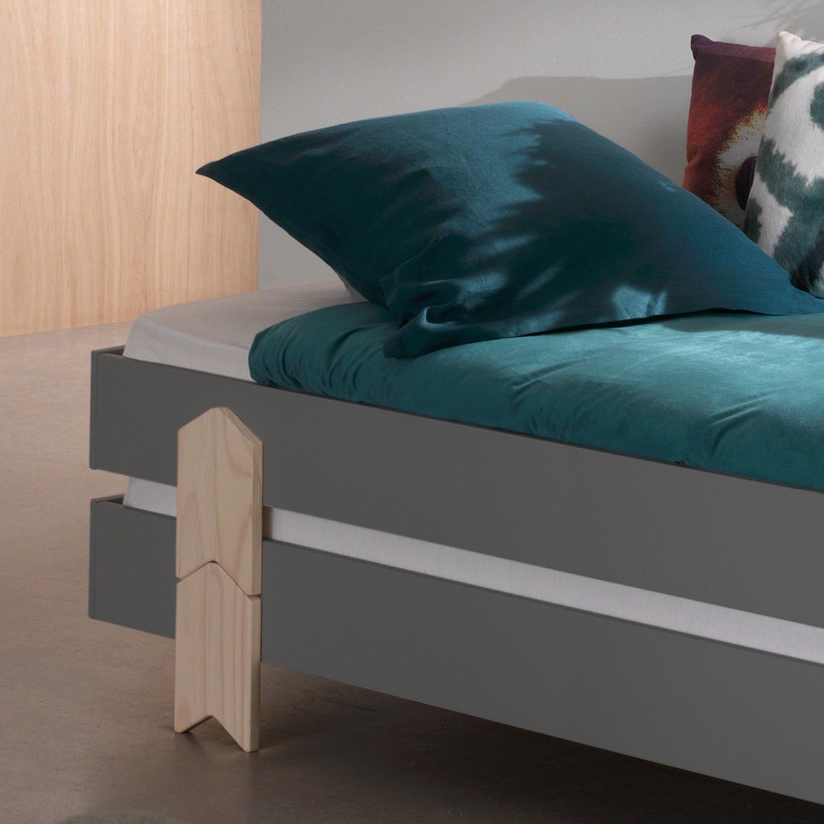 Stapelbett Modulo Grau - Grau/Kieferfarben, MODERN, Holz/Holzwerkstoff (90/200cm) - Vipack