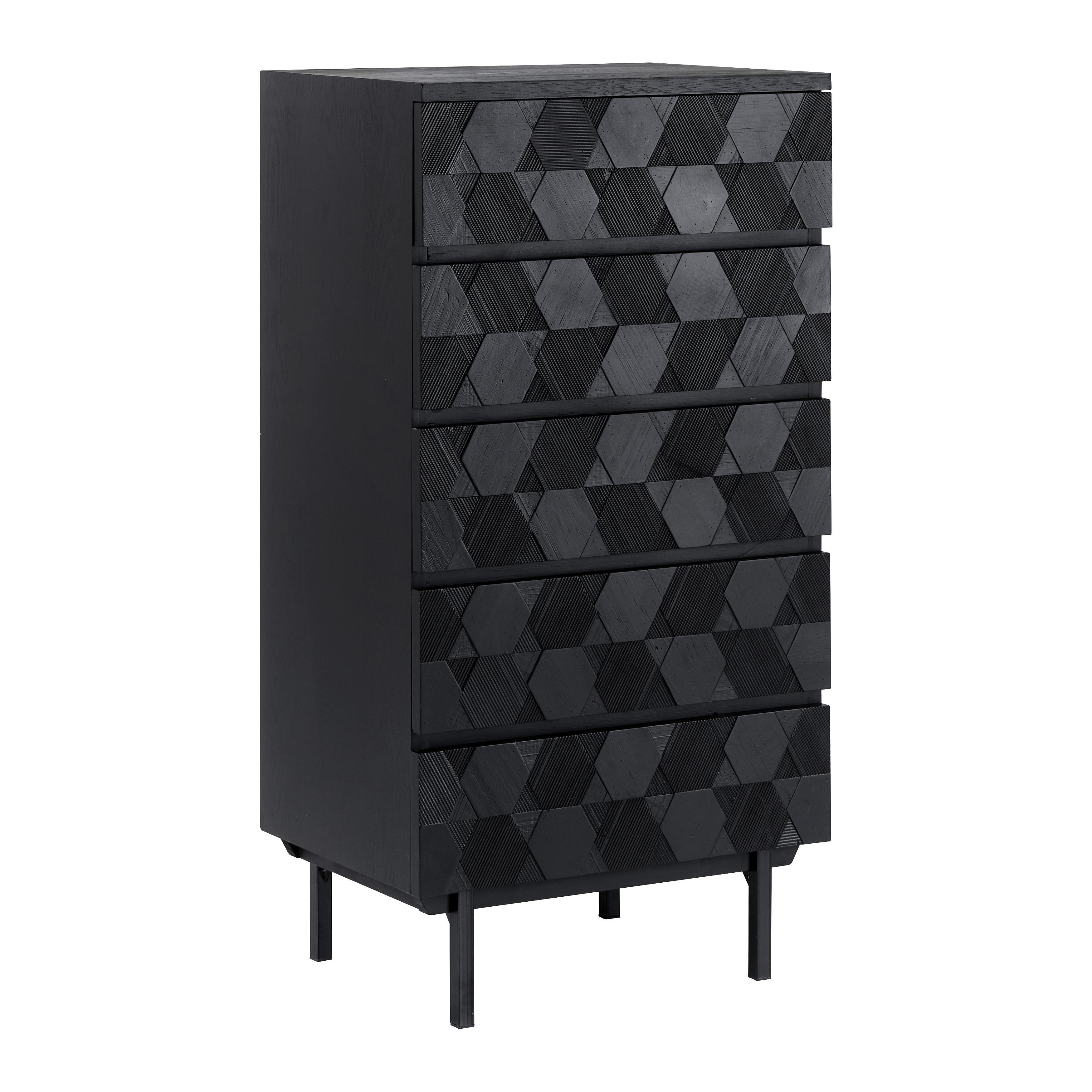 Kommode Roma Schwarz MDF/Echtholz - Schwarz, MODERN, Holz/Metall (54/103/39cm) - Bessagi Home