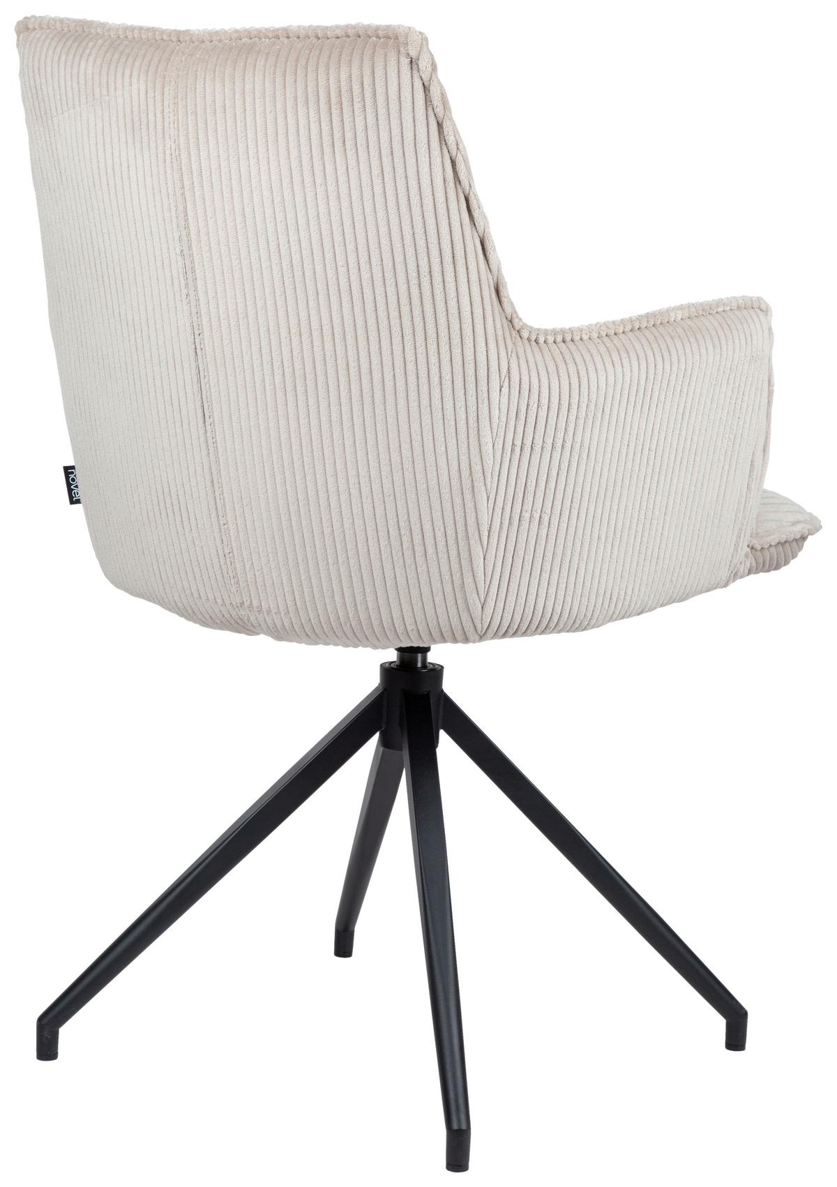 KRZESŁO Z PODŁOKIETNIKAMI OSAKA CORDY -EXKLUSIV- - czarny/taupe, Design, metal/tkanina (59/89,5/63cm) - Novel