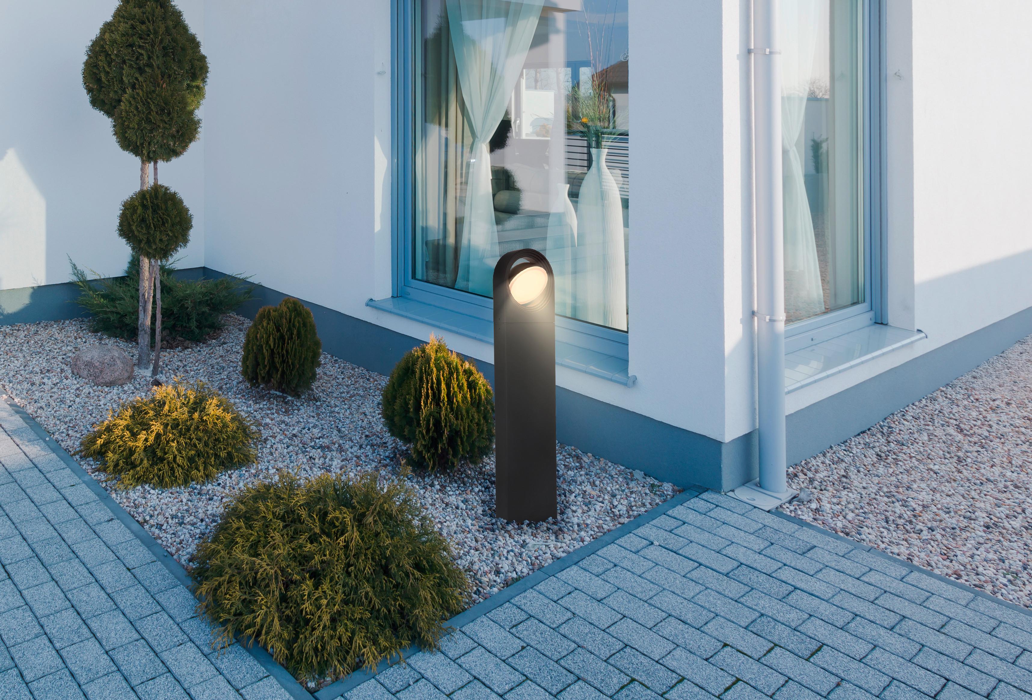 LED-AUSSENLEUCHTE 34322S OKO - Weiss/Schwarz, Design, Kunststoff/Metall (17/10/70cm) - Globo