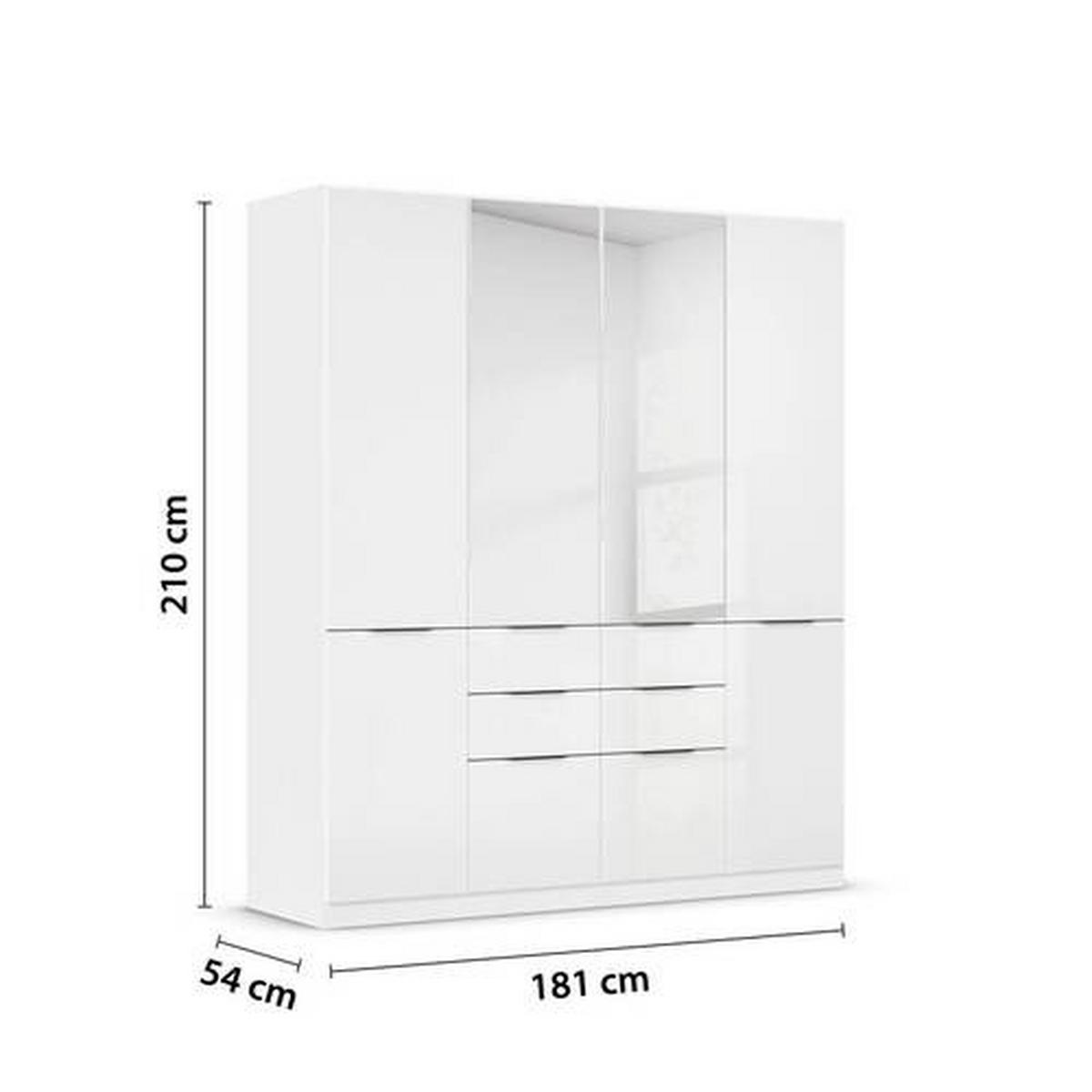 Drehtürenschrank Max in Weiss ca. 181x210x54cm - Weiss Hochglanz/Weiss, Konventionell, Holzwerkstoff/Kunststoff (181/210/54cm) - Mömax