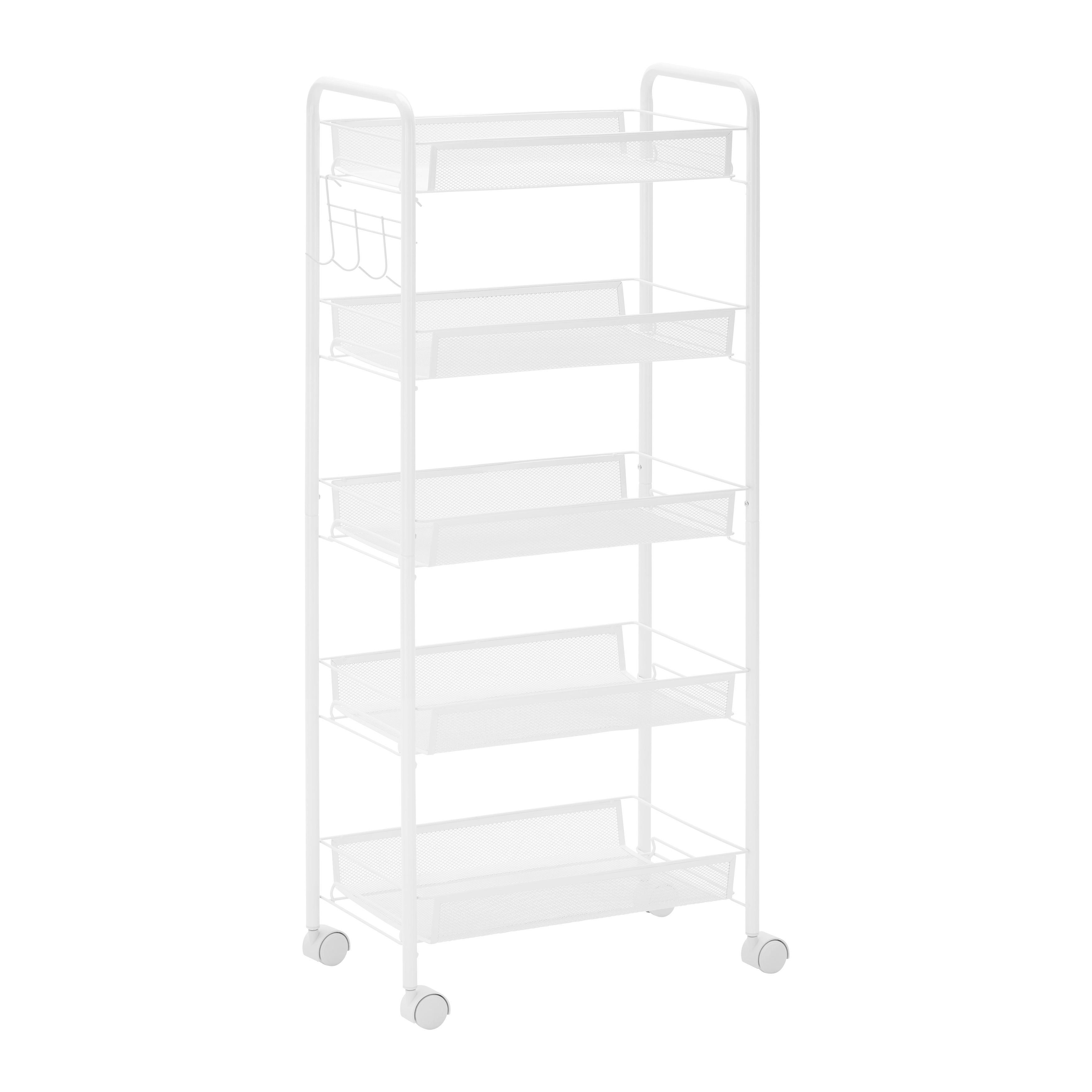Rollwagen Sandro Weiß Metall - Weiß, MODERN, Kunststoff/Metall (45/105/26cm) - Bessagi Home