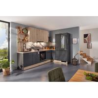 Eckküche IP4050 in Grau/Eichefarben - Eichefarben/Graphitfarben, Modern, Holzwerkstoff/Metall (188,2/306,6cm) - Impuls