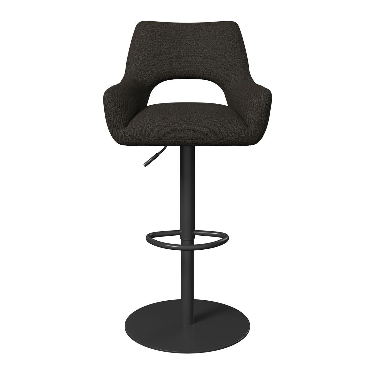 Barhocker Tami Dunkelbraun Struktur Gepolstert - Dunkelbraun/Schwarz, MODERN, Holz/Textil (46/82-102/51cm) - Bessagi Home