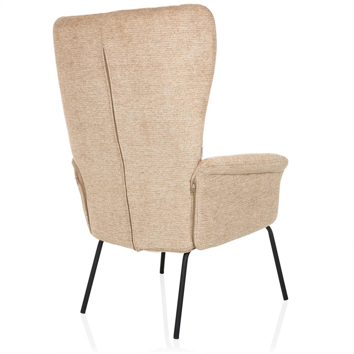 Fotelj Havenio, Bež - črna/bež, Moderno, kovina/tekstil (71/110/71cm) - MID.YOU