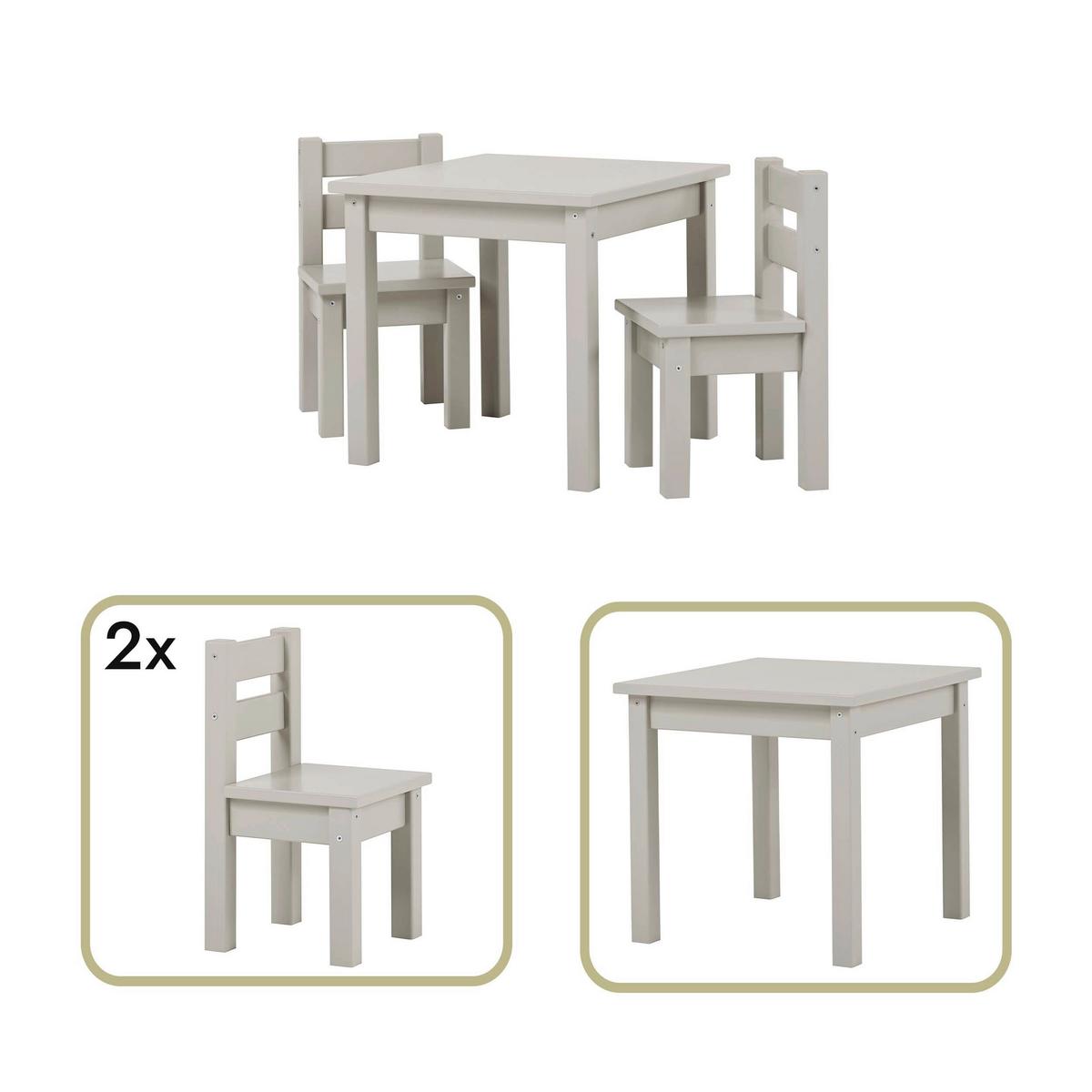 Kindersitzgruppe MADS Grau Kiefer teilmassiv - Hellgrau/Grau, MODERN, Holz - MID.YOU