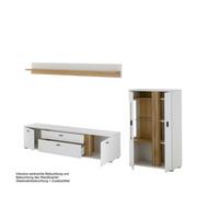 WOHNWAND LONG ISLAND - Eiche Wotan/Silberfarben, Design, Glas/Holzwerkstoff (290/170/42cm) - MID.YOU