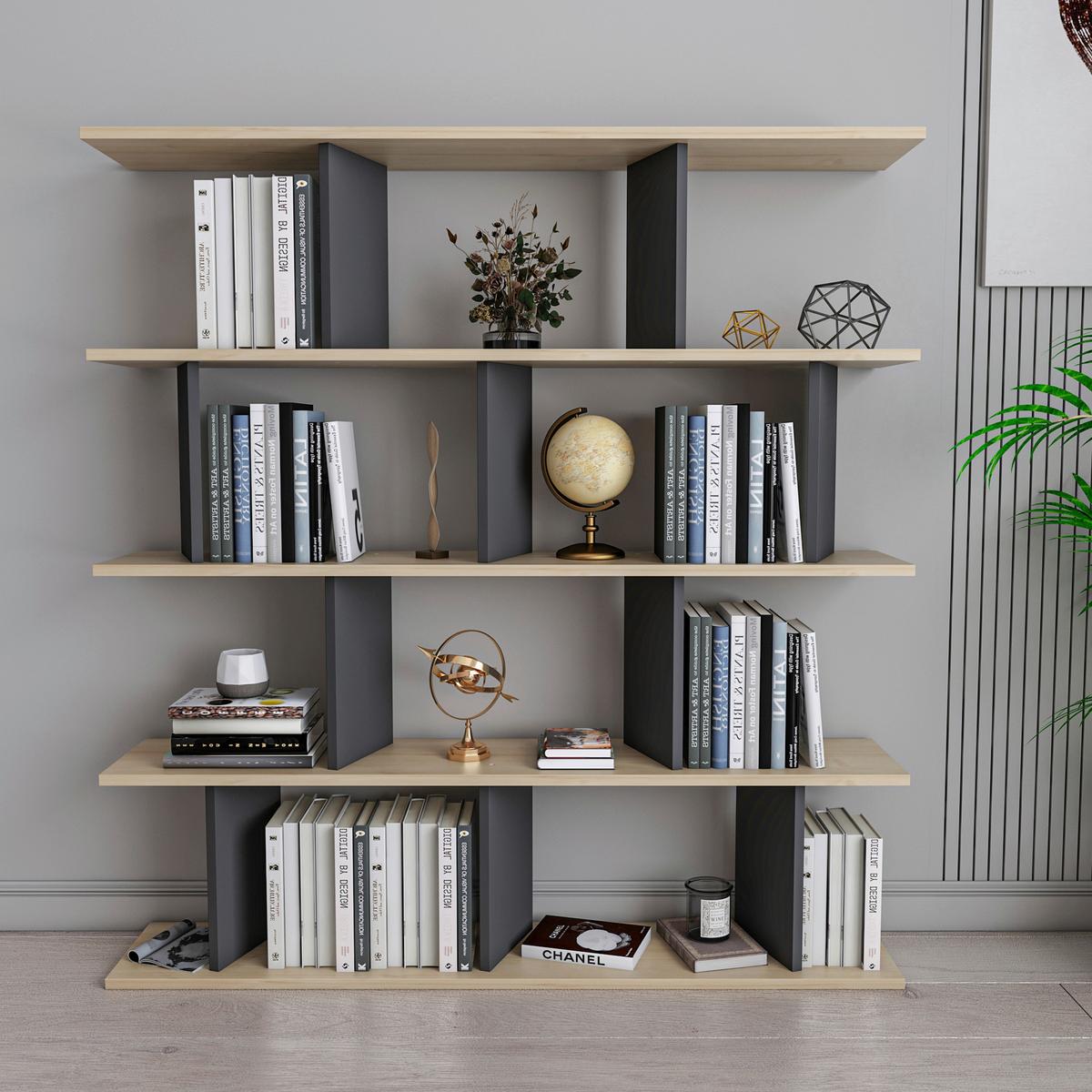 REGAL JORIN STANDREGAL - Anthrazit, Design, Holzwerkstoff (130/137/25cm) - Livetastic