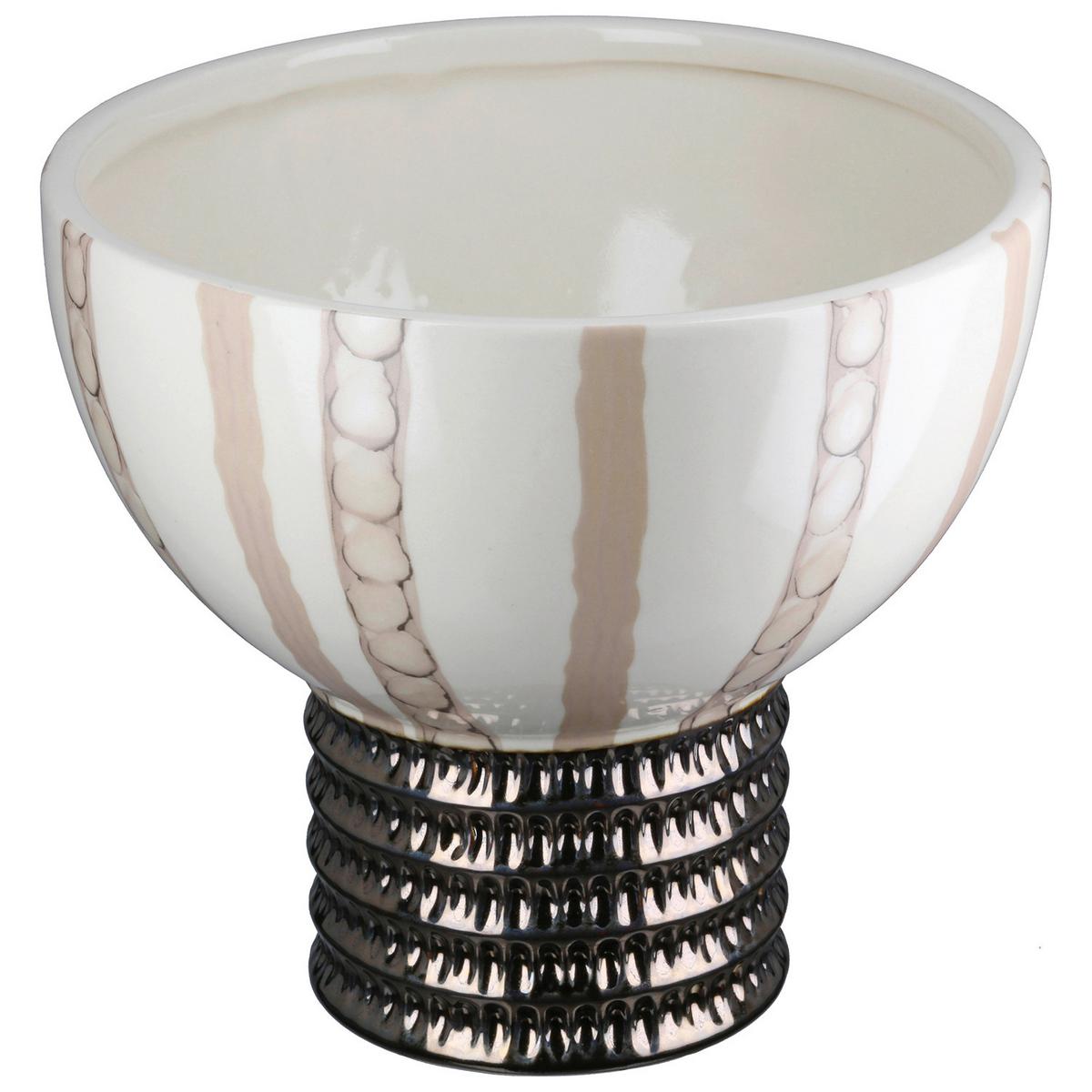 Dekoschale Braga Creme/Silberfarben - Silberfarben/Creme, Basics, Keramik (20/18cm)