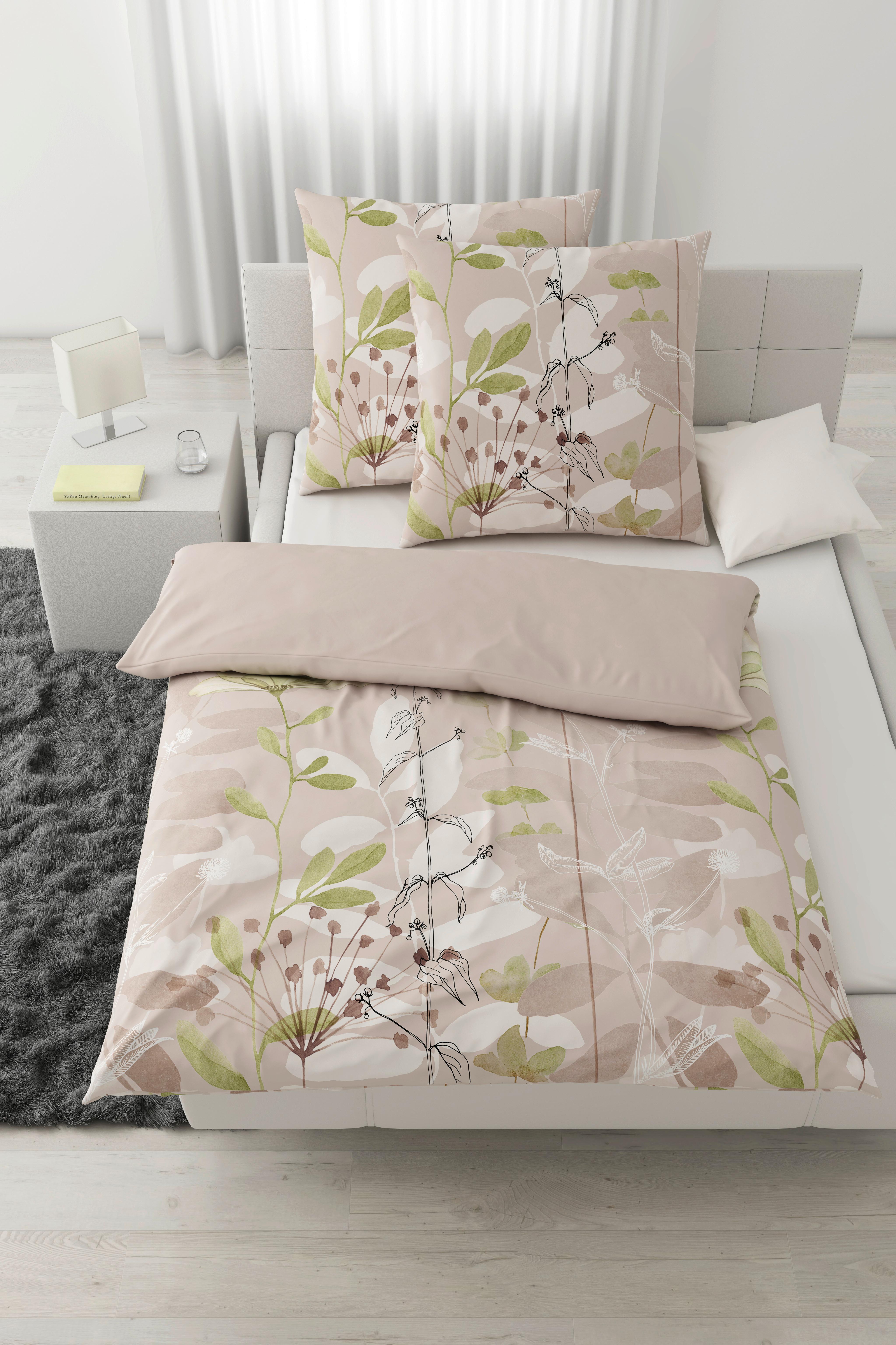 Bettwäsche Loala XXL Grün/Beige ca. 200x200cm - Beige/Grün, ROMANTIK / LANDHAUS, Textil (200/200cm) - Mömax