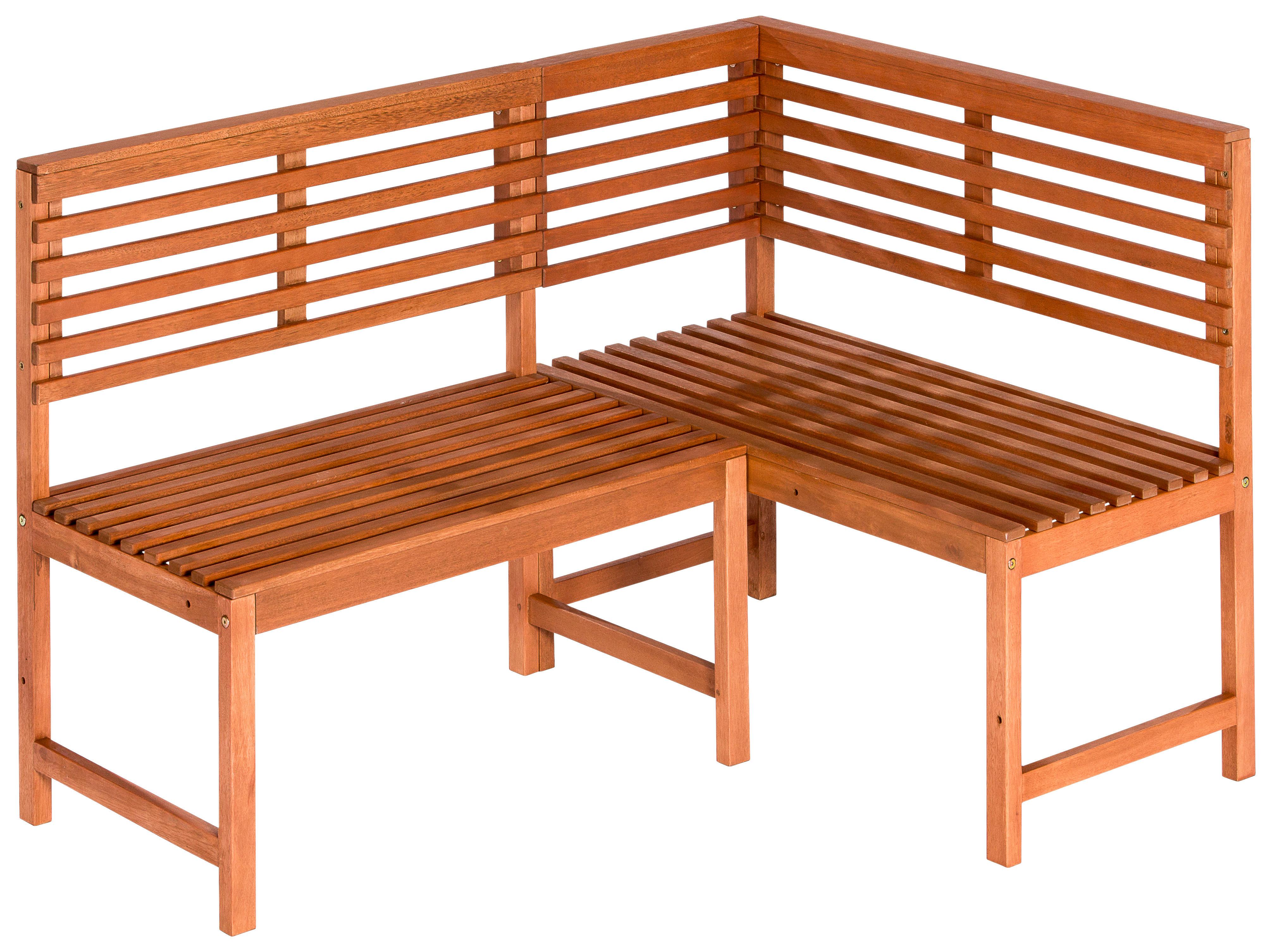 Garteneckbank aus Eukalyptus, natur - Naturfarben, KONVENTIONELL, Holz (142/100cm) - Gardenson