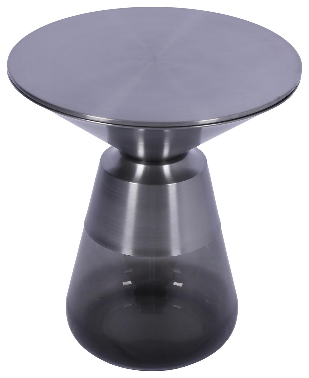 Beistelltisch Baily Grau/Schwarzchrom - Schwarzchrom/Grau, ROMANTIK / LANDHAUS, Glas/Metall (48/54,5cm) - Premium Living