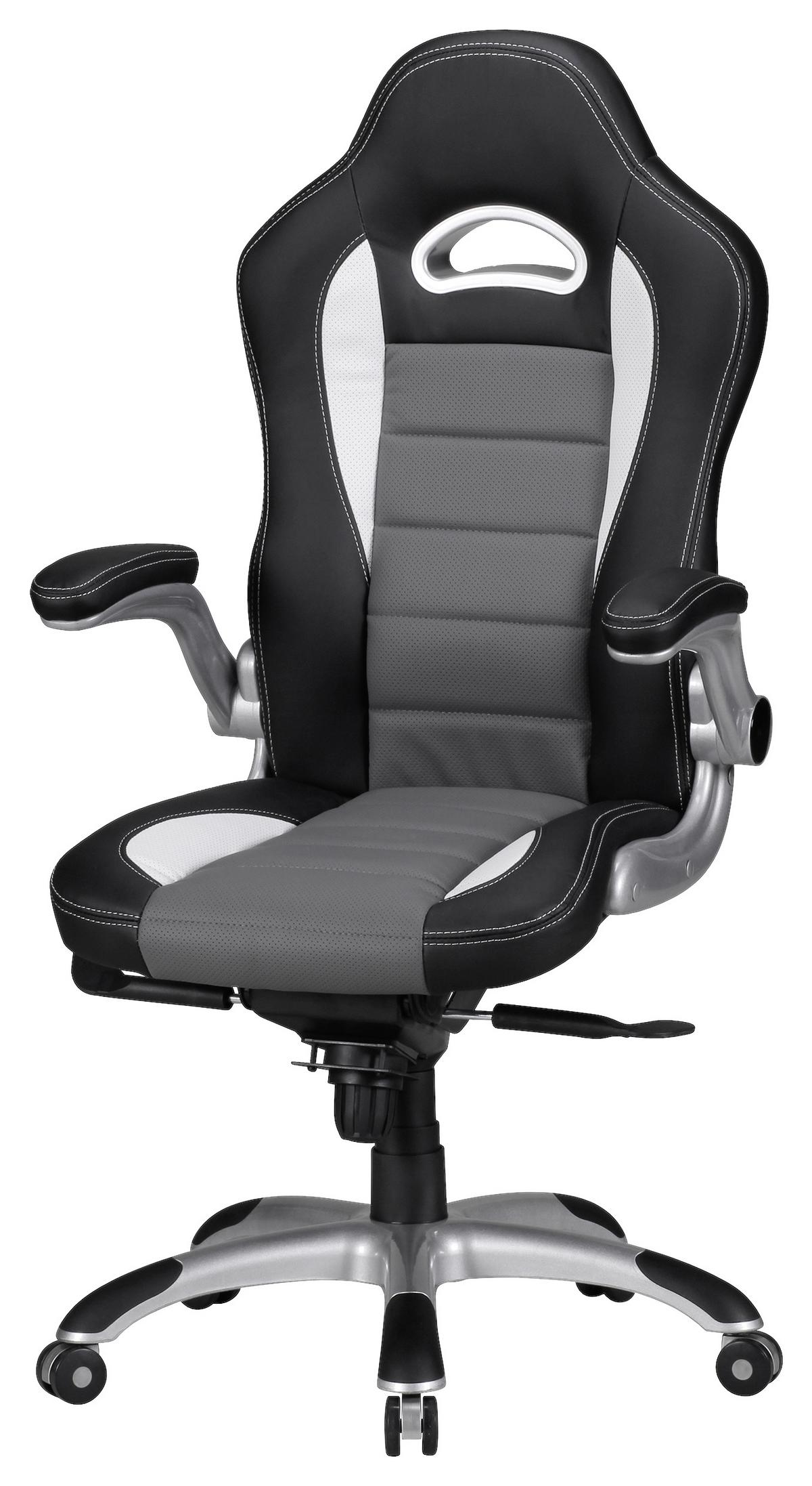 Gaming Stol Racing - siva/črna, Moderno, umetna masa/tekstil (70/120/70cm) - MID.YOU