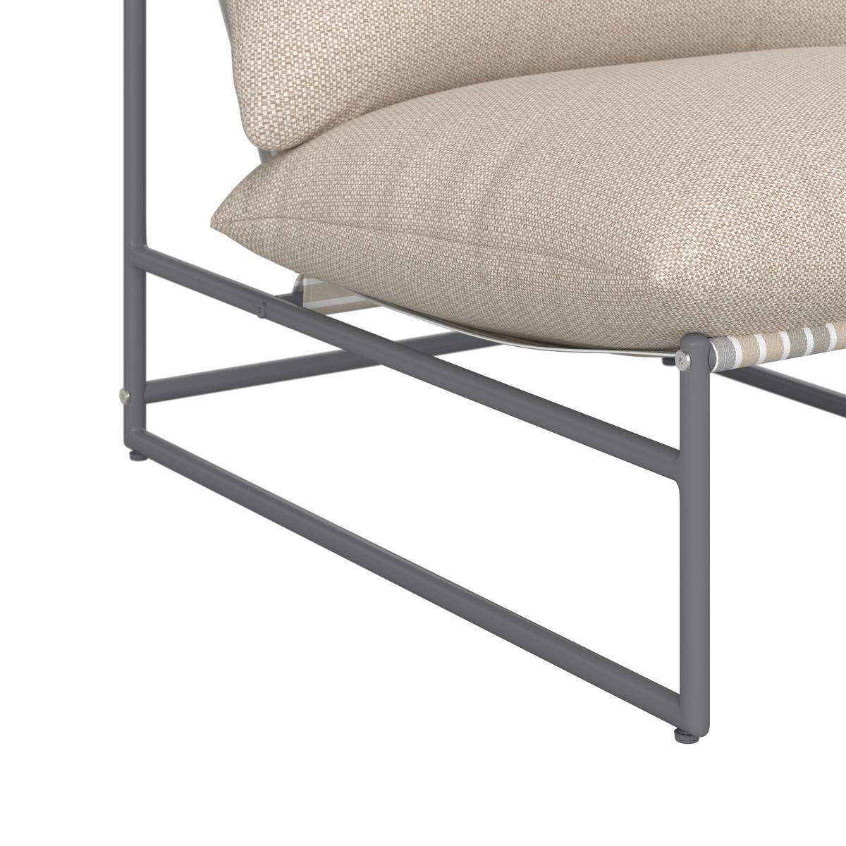 Loungegarnitur Lino creme Textil, Metall inkl. Abdeckung - Dunkelgrau/Multicolor, Modern, Glas/Textil - Bessagi Garden