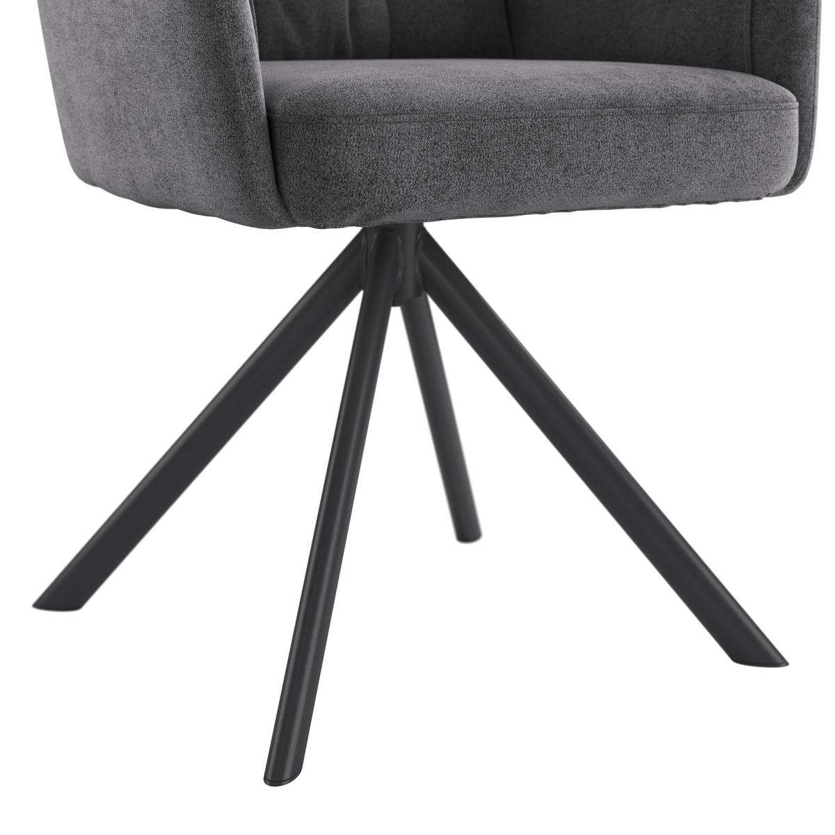 Naslanjač Susan, Črna, Vrtljiv - temno siva/črna, Konvencionalno, kovina/tekstil (59/90/66cm)