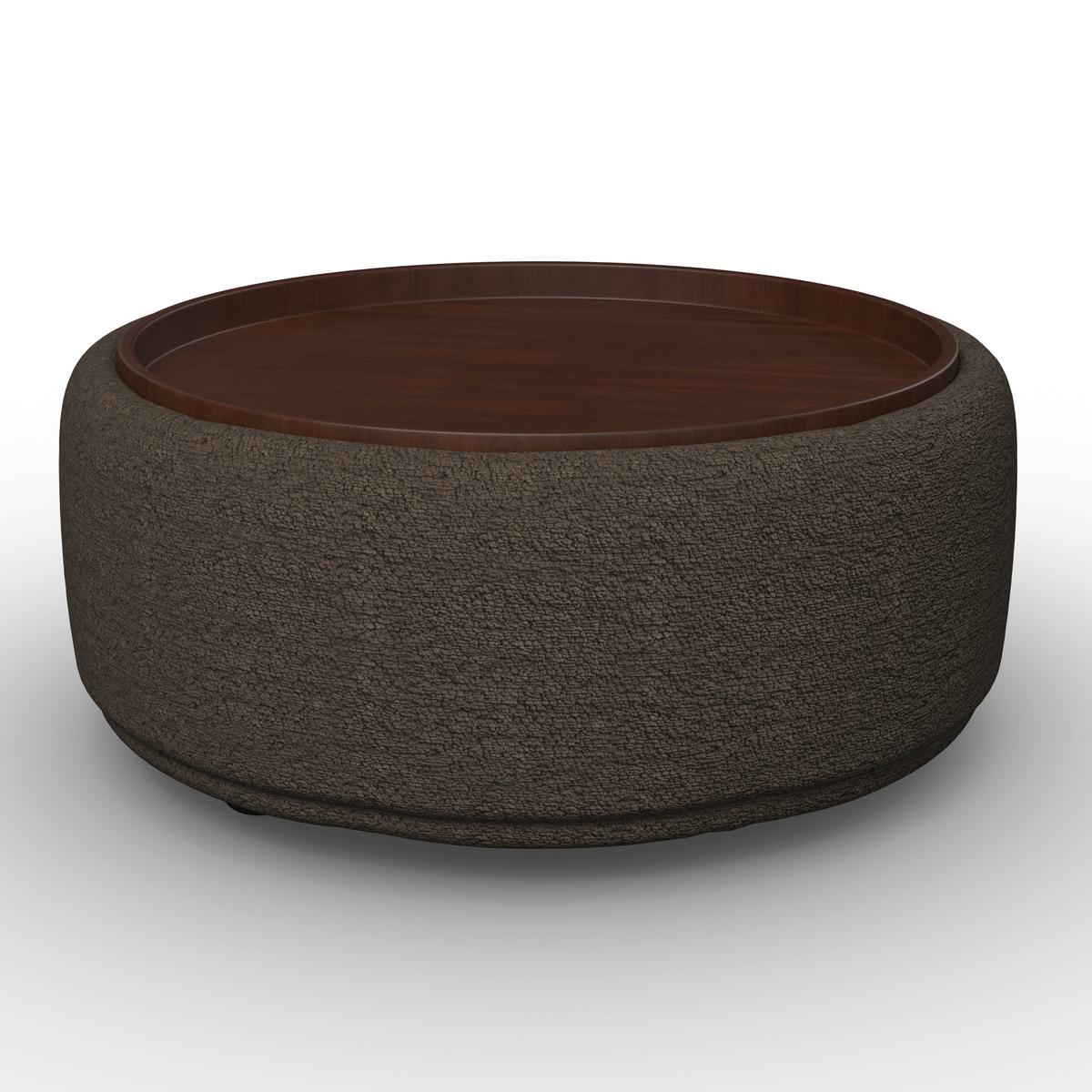 Couchtisch Kira Chenille Braun / Walnuss - Schwarz/Braun, MODERN, Holz/Textil (86/86/43cm) - Bessagi Home