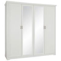 Drehtürenschrank in Weiß - Weiß/Nickelfarben, ROMANTIK / LANDHAUS, Holzwerkstoff/Metall (213,9/220/63,6cm) - Zandiara