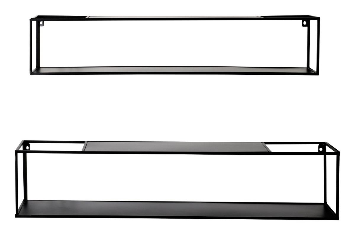 Wandregalset aus Metall in Schwarz, 2 Stück - Schwarz, MODERN, Metall (95-85/20-17/20-17cm) - Mömax