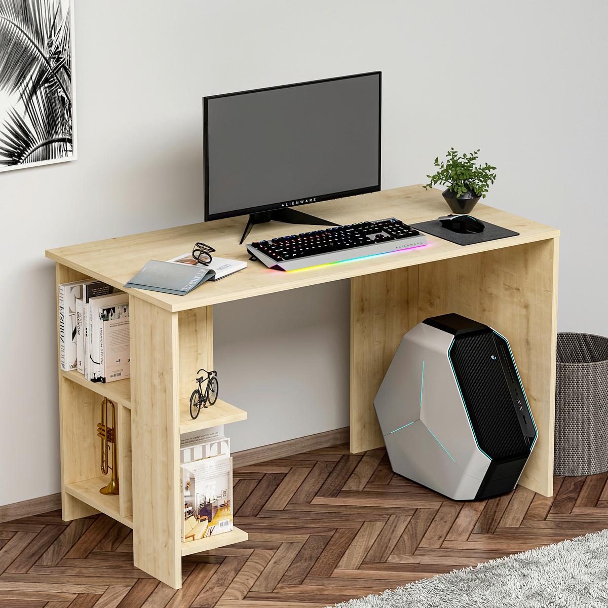 Schreibtisch Alya Eichefarben ca. 120x70x73cm - Eichefarben, Design, Holzwerkstoff (120/60/73cm) - Livetastic