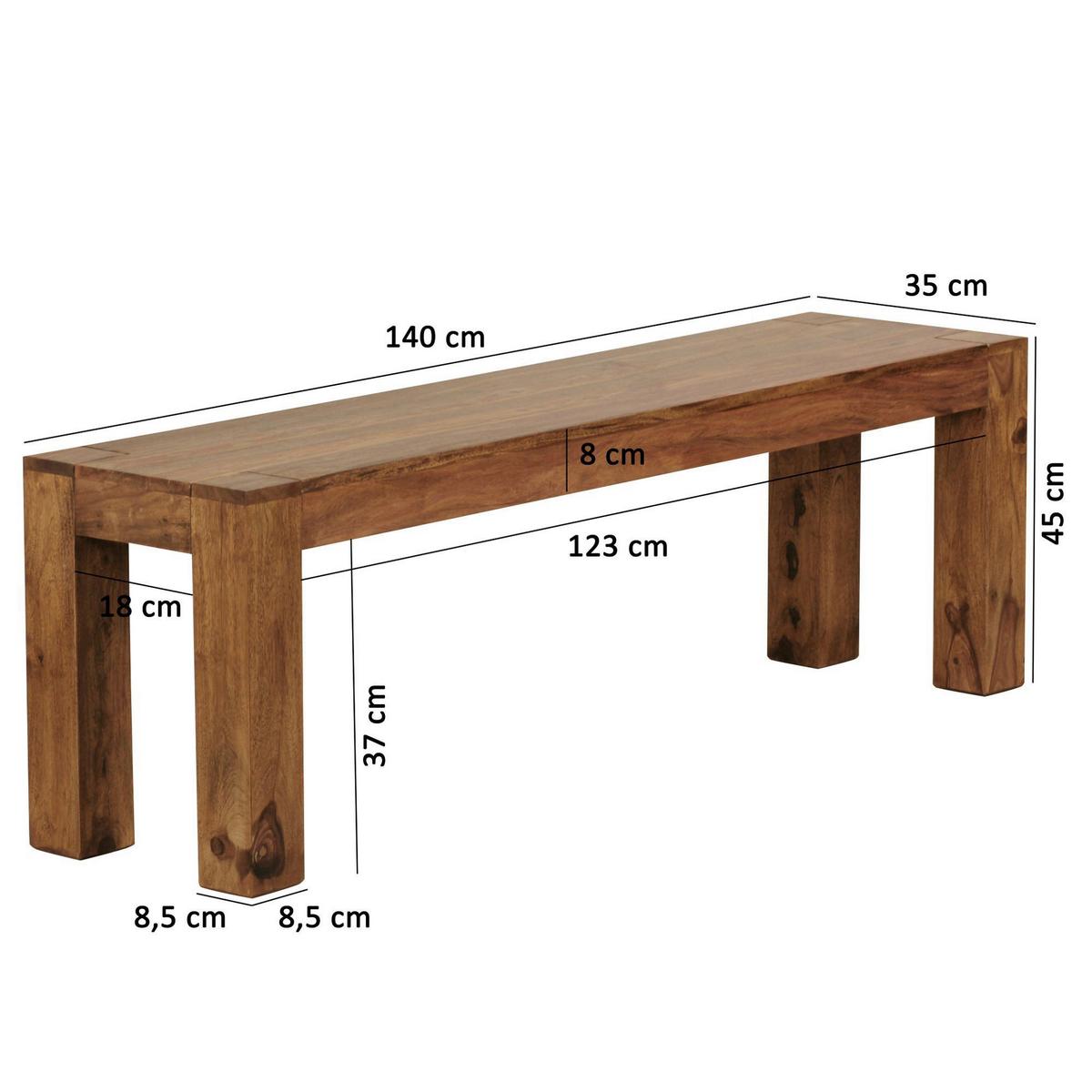 SITZBANK 1L1L - Sheeshamfarben, MODERN, Holz (140/45/35cm) - MID.YOU