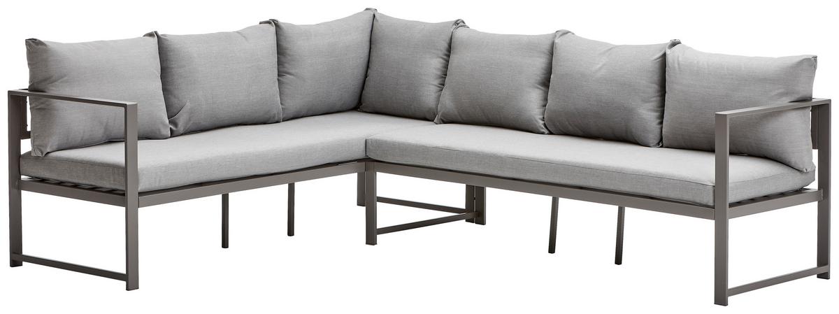 KOMPLET STOŁOWY NA TARAS MASSA - antracytowy/szary, Modern, metal/tkanina (193/244cm) - Ambia Garden