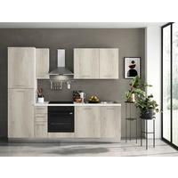 Küchenzeile Gardena m. Geräten Eiche - Eiche Bianco/Alufarben, MODERN, Holzwerkstoff/Kunststoff (255/88/216cm) - MID.YOU