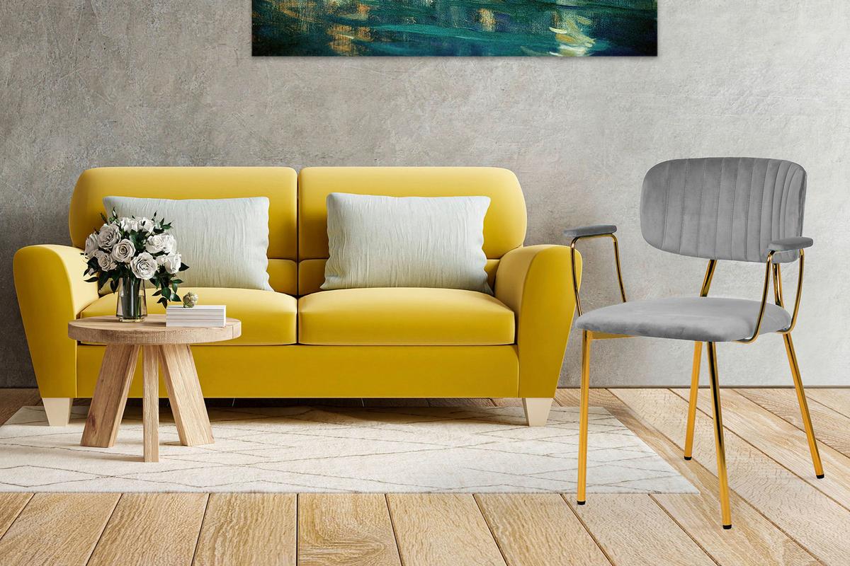 STUHL-SET GISELLE 225 - Goldfarben/Grau, Design, Kunststoff/Metall (63/80/51cm) - Kayoom